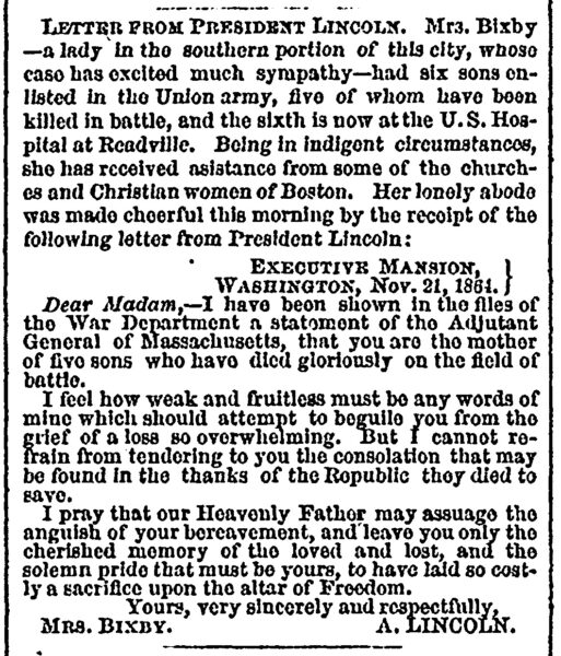 Bixby_Letter_newspaper